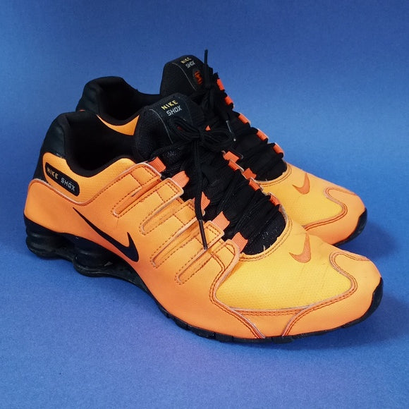 Nike Shox NZ Leather Running Shoes Sneakers Orange Crimson Black Men’s 378341-801