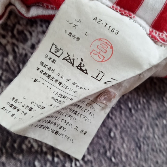 COMME DES GARCONS PLAY White & Red Hear Patch Long Sleeve T-Shirt