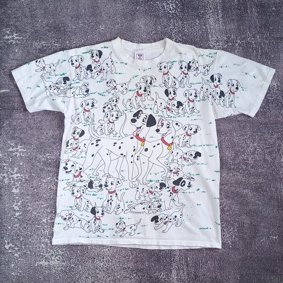 Vintage Disney 101 Dalmatians All Over Print Graphic Movie Pomo T-Shirt