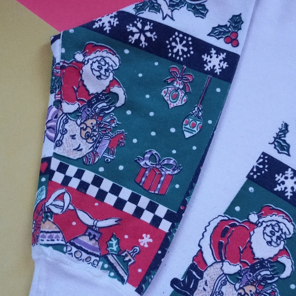 Vintage 90s Christmas NOEL Big Print All Over Crewneck Sweater