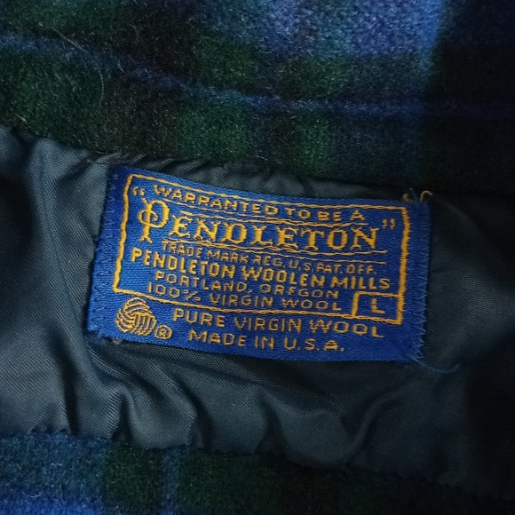 Vintage 70s PENDLETON BUTTON UP SWEATER TARTON PLAID BLUE