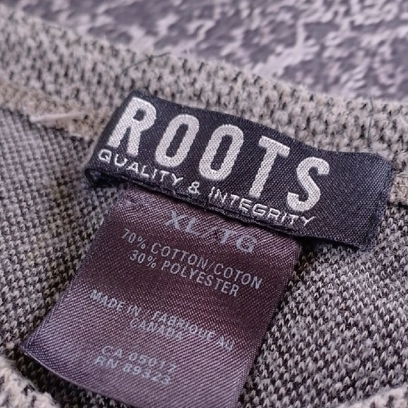 VINTAGE 90s Roots Heather Gray V-Neck Men's Sweater