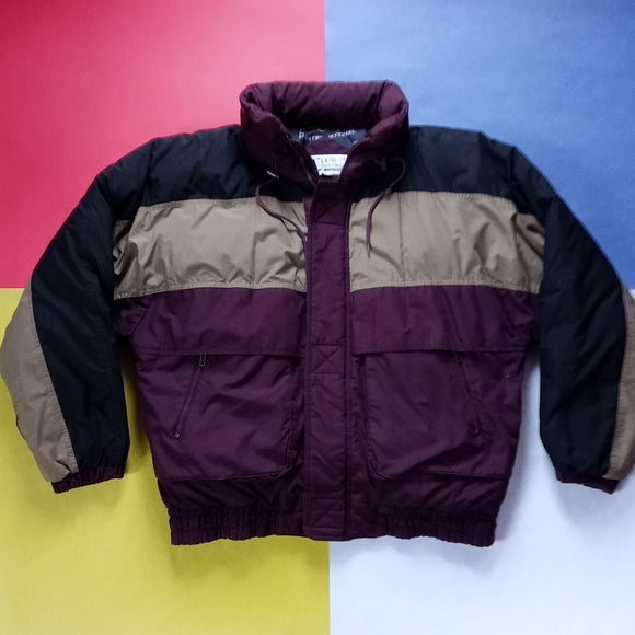 Vintage Tri-Colour Goose Down Essential Winter Puffer Jacket with Hood