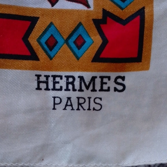 HERMES PARIS Wild Animal African Print Silk Scarf