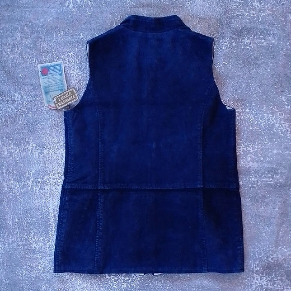 SKOTTS SUEDE WASH & WEAR LEATHER BLUE ZIPPER VEST