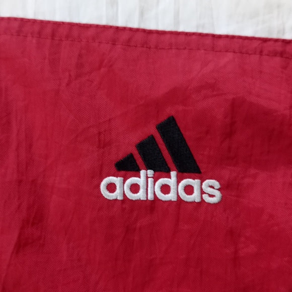 Vintage 90s Adidas Essential Striped Winter Jacket With Hood RED/White/BLACK