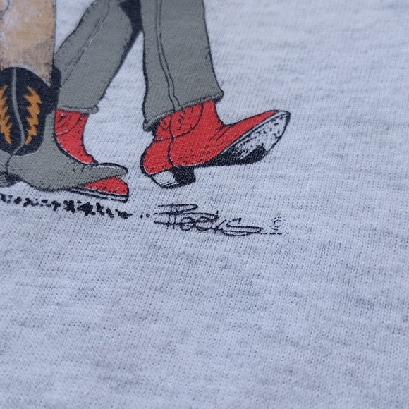 Vintage Cats In Cowboy Attire Western Front & Back Single Stitch T-Shirt
