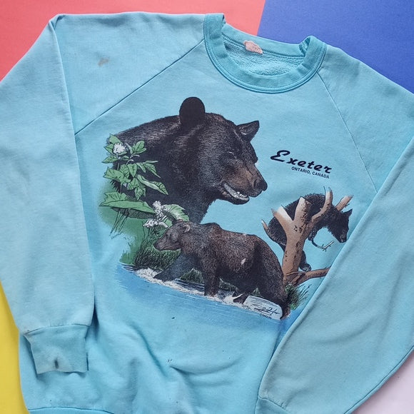 Vintage 90s Exeter, Ontario Canada Bear Graphic Crewneck Sweater
