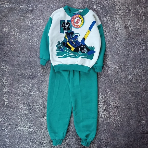 DEADSTOCK Vintage Hockey Themeed Atheltic Boys Sweater And Pants