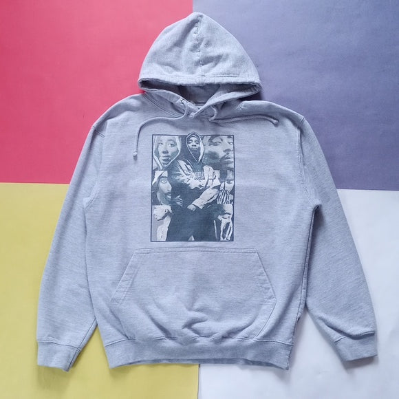 Tu-Pac Grey Essential Graphic Hoodie Sweater Unisex