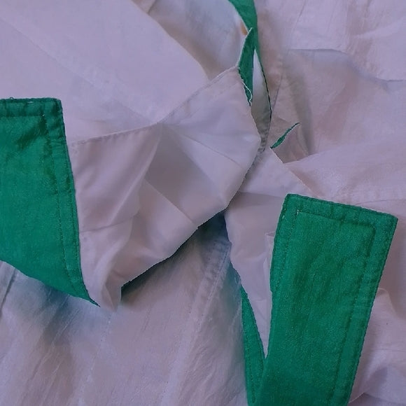 Vintage 90s Cyclone White Jacket with Green and Gold Accents