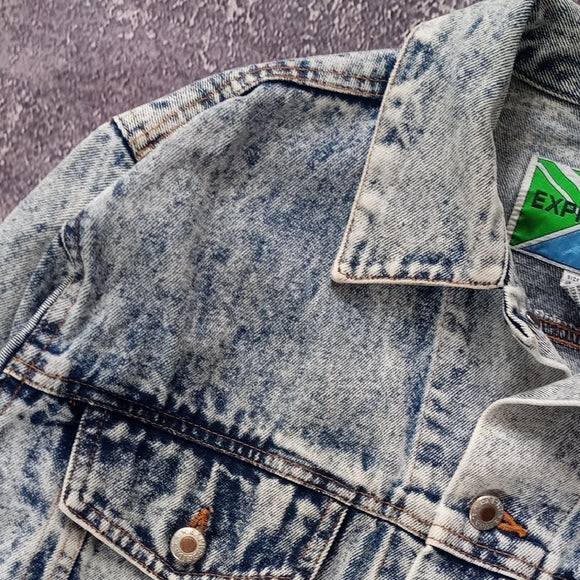Vintage 1980s Acid Wash Denim Jacket UNISEX EXPRESSIONS UNISEX