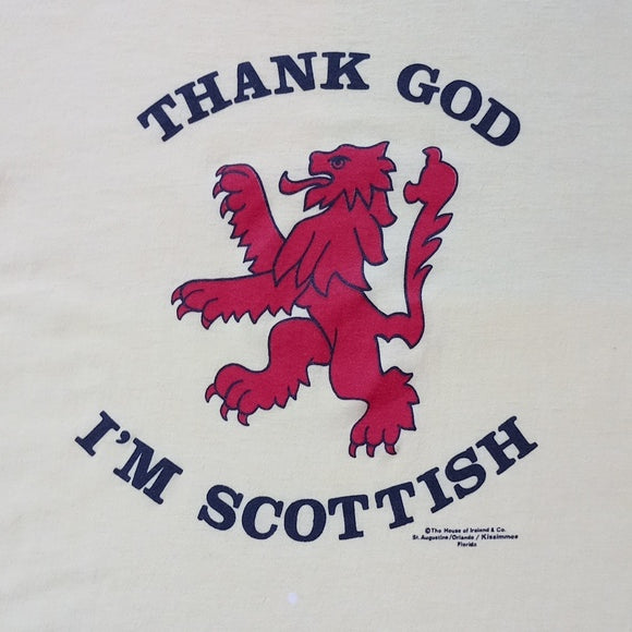 Vintage 90s Thank God I'm Scottish Graphic Single Stitch T-Shirt