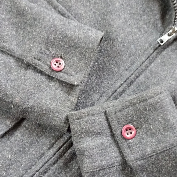 Club Monaco Wool Zip-Up Jacket Cargo Pockets Black