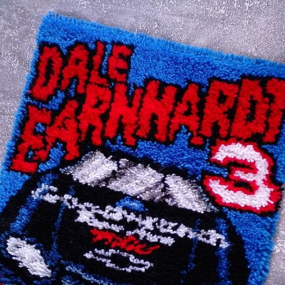 Vintage Dale Earnhardt NASCAR #3Handmade Latch Hook Rug