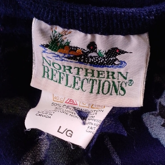 VINTAGE 90s Floral Northern Reflections Crewneck Sweater