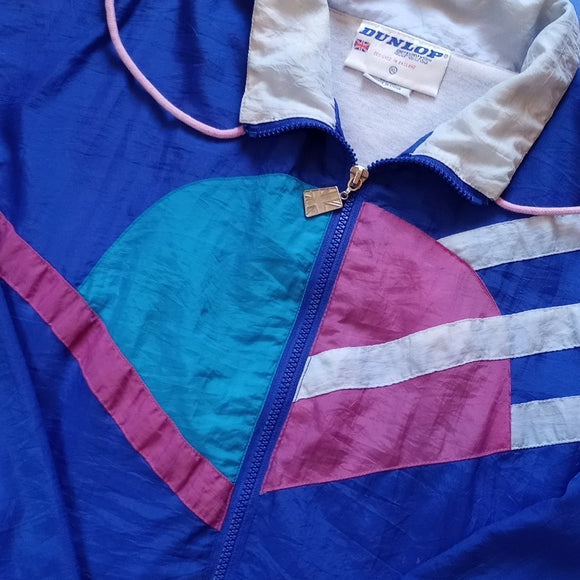 Vintage 90s Dunlop Funky Colour Block Windbreaker Track Suit Pants & Jacket