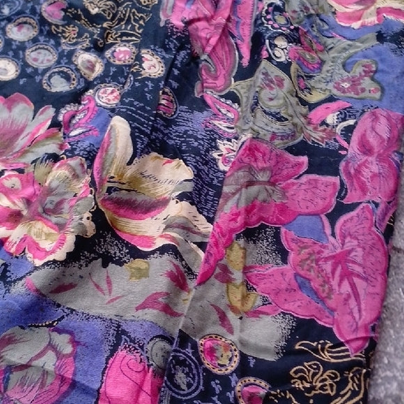 Vintage 90s Floral Pink and Blue Women's Skirt UNION KHAKI