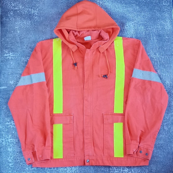 AGO Essential Workwear Denim Orange Jacket With Hoodie ARC/FR #HO-325