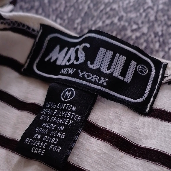 VINTAGE SPICE GIRL STYLE Striped CREAM AND BROWN Crop Top MISS JULI
