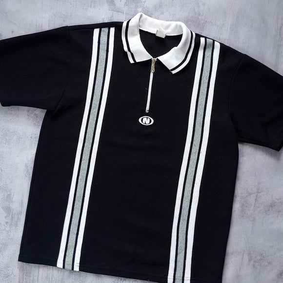 Vintage 90s Striped Polo Quarter Zip Shirt NEXT UNISEX