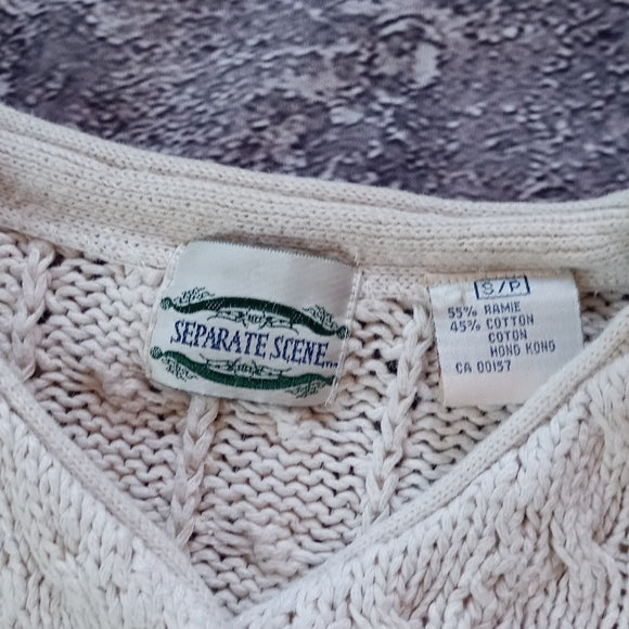 Vintage 90s Fisherman Style Weave Cardigan Sweater