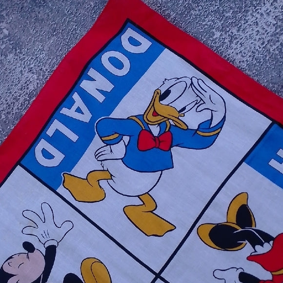 Vintage Disney Character Handkerchief MICKEY PLUTO MINNIE DONALD