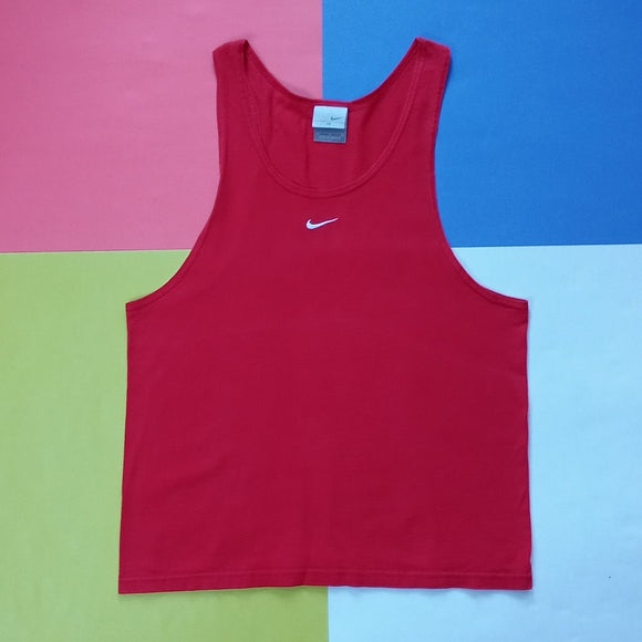 Vintage 2000s Nike Red/white Essential Muscle Shirt