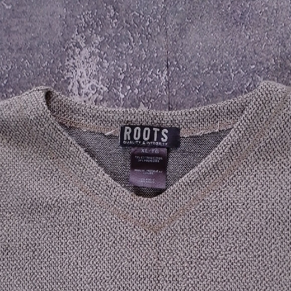 VINTAGE 90s Roots Heather Gray V-Neck Men's Sweater