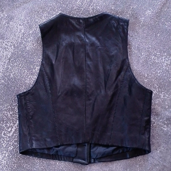 VINTAGE 90s Danier Midnight Black Leather Vest
