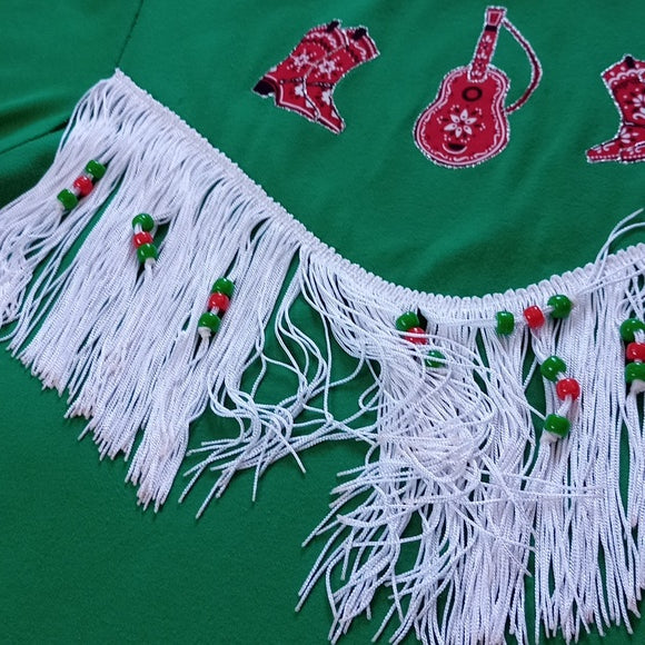 Vintage Western Cowboy Boots & Guitar Pattern With Fringe T-Shirt UY\NISEX