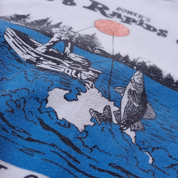Vintage Fisherman & Walleye Bower's Frog Rapids Camp Sioux Crewneck Unisex