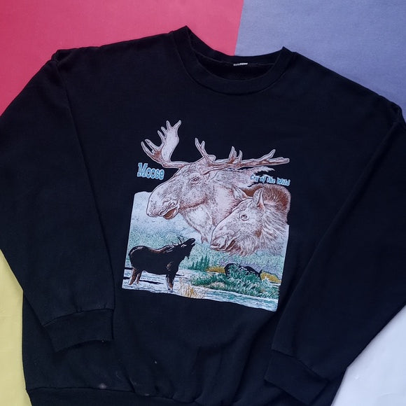 Vintage 2000 Moose Cry Of The Wild Big Print Sweater Unisex