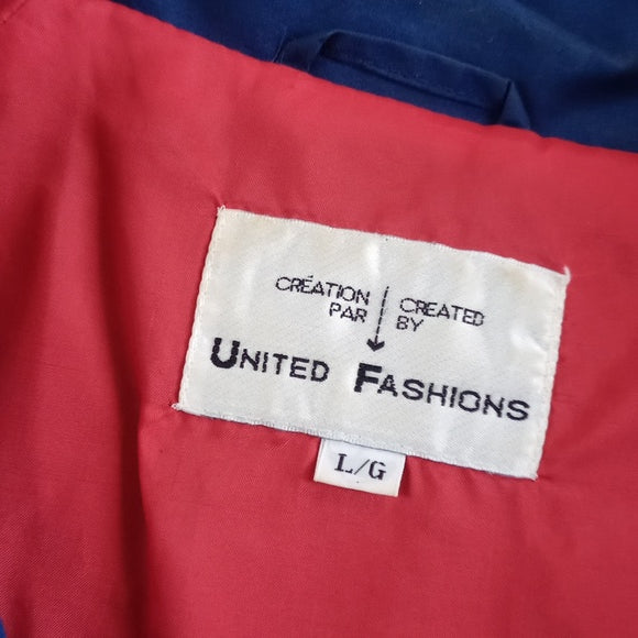 Vintage 90s United Fashions Blue Colour Black with Red Zip-up Jacket