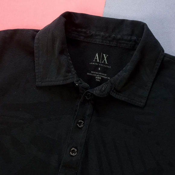 Armani Exchange Polo Shirt Plant Big Leaves Pattern