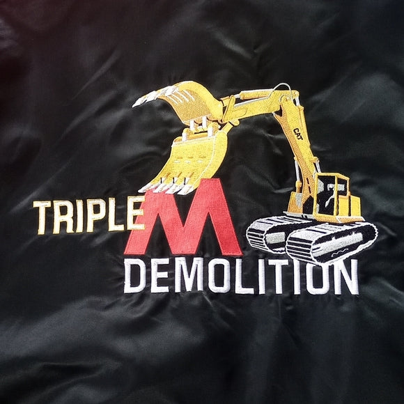 Vintage 1990s Triple M Demolition Embroidered Zip-Up Jacket