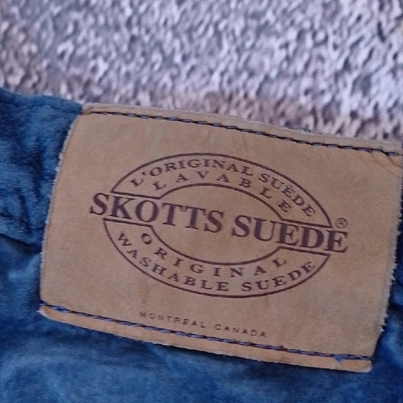 Vintage 90s SKOTTS SUEDE Vibrant BLUE LEATHER Pants WASHABLE