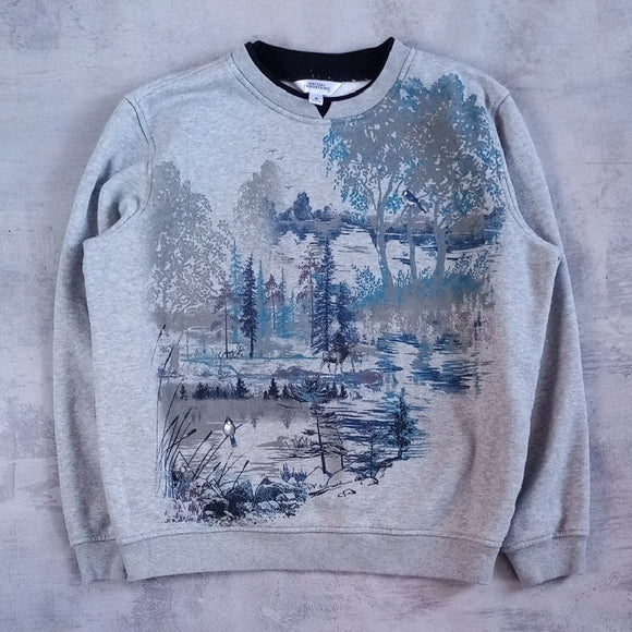 Vintage Nothern Reflections Naturescape Wilderness Wildlife Print Crewneck Sweat