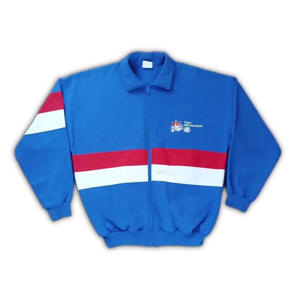 Vintage Colour Block ESSO Tiger Merchandiser Embroidered Zip-Up Sweater Unisex