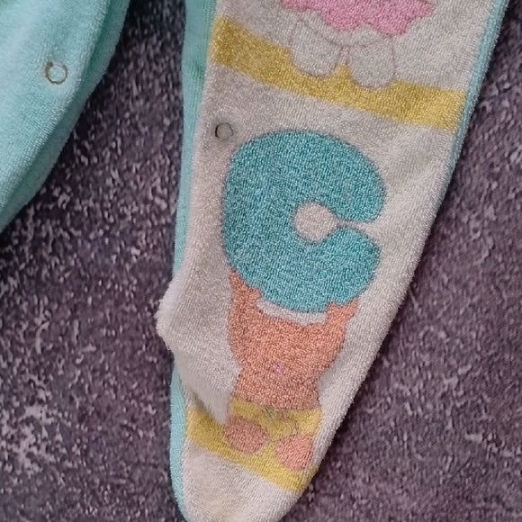 VINTAGE '90s Animals Holding ABC Aqua and White Kids One Piece