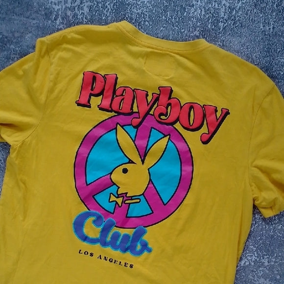 Playboy Yellow Tee with Colorful Graphic