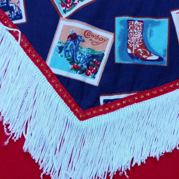 Vintage Western Cowboy Pattern With Fringe T-Shirt