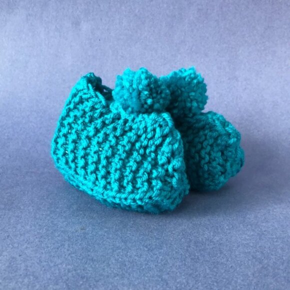 NWT Vintage Handmade Knitted Teal Children’s Slipper Booties