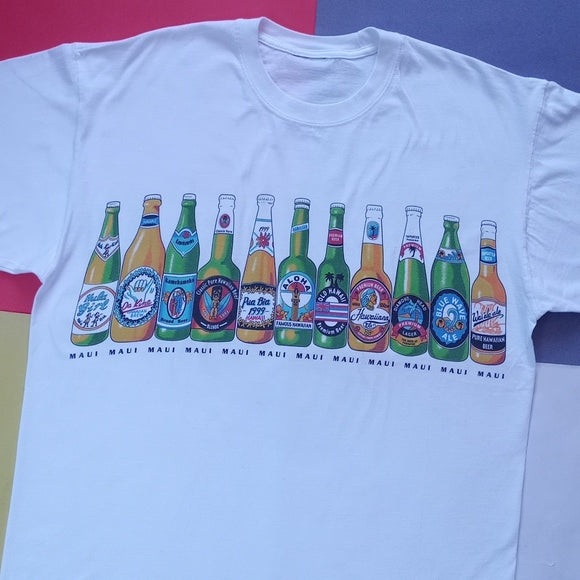 Vintage 1999 Hawaii Pua Bia Maui Beer Bottles T-Shirt Unisex