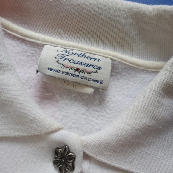 Vintage Northern Reflections Winter Birds in Winterscape Polo Sweater