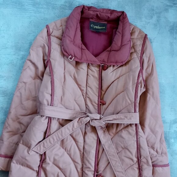Vintage 1980s Cyclone Goose Down Shell Puffer Long Jacket