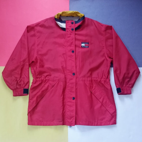 Vintage 1990s Tommy Hilfiger Red Track Jacket Windbreaker UNISEX