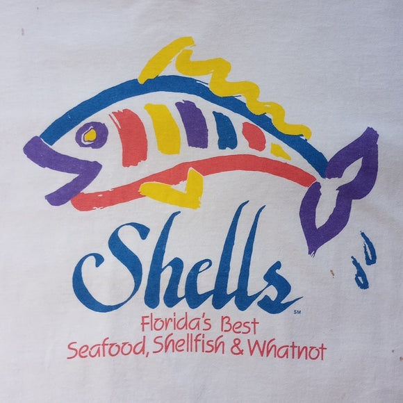 Vintage 90s Shell's Florida's Best Seafood Graphic Single Stitch T-Shirt