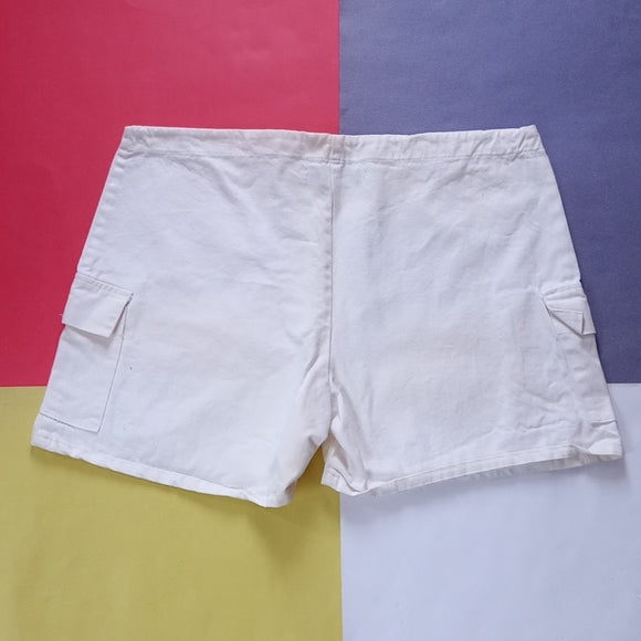 Vintage 90s Canvas Style Cargo Pockets Jean Shorts