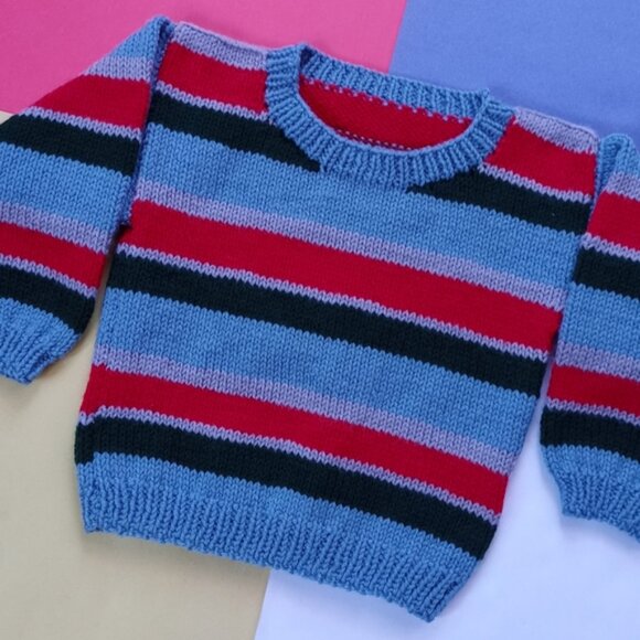 Vintage Kids Handmade Knitted Fisherman Crewneck Sweater